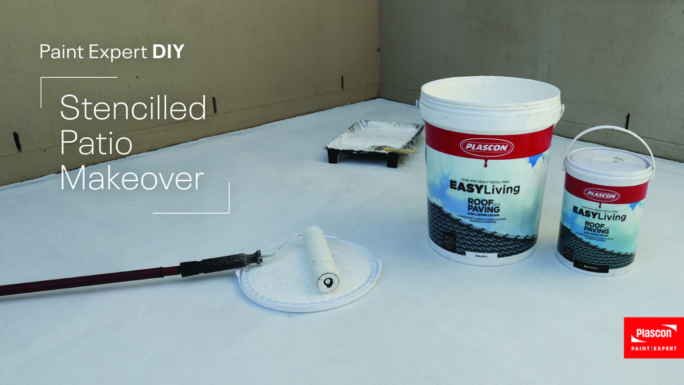 Plascon Easy Living Roof and Paving paint for painted stenciled patio makeover