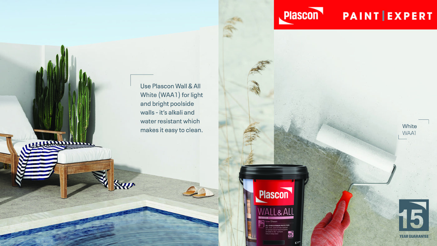 Exterior wall painted with Plascon Wall & All White (WAA1)
