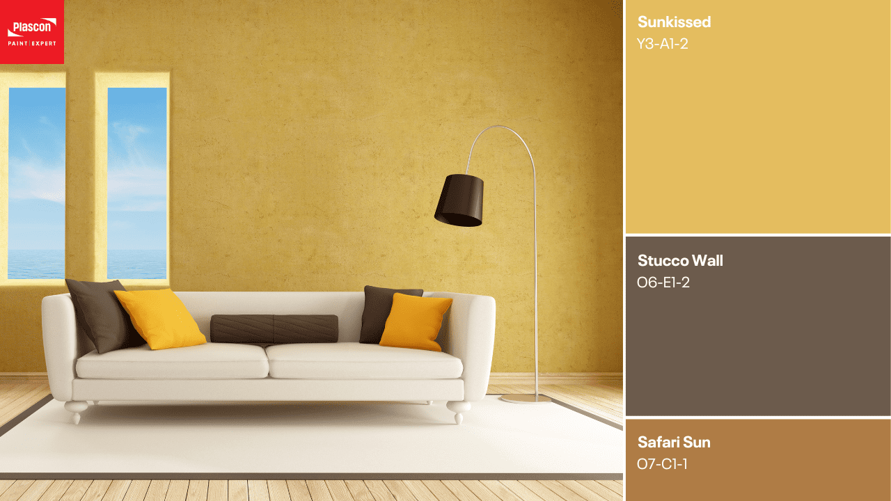 Plascon Sunkissed (Y3-A1-2) complimented by Stucco Wall (O6-E1-2)
